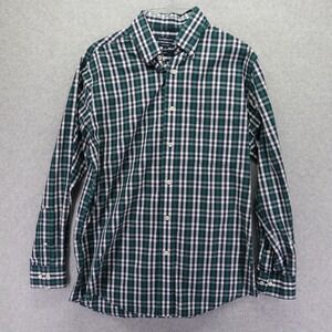 Croft &‎ Barrow Shirt Mens 16 32/33 Fitted Button Up Green Plaid Long Sleeve